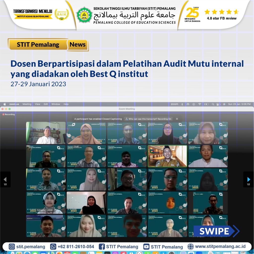 Lembaga Penjamin Mutu STIT Pemalang Ikuti Pelatihan Audit Mutu Internal